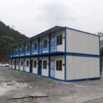 Two-story modular container office building for construction site project management